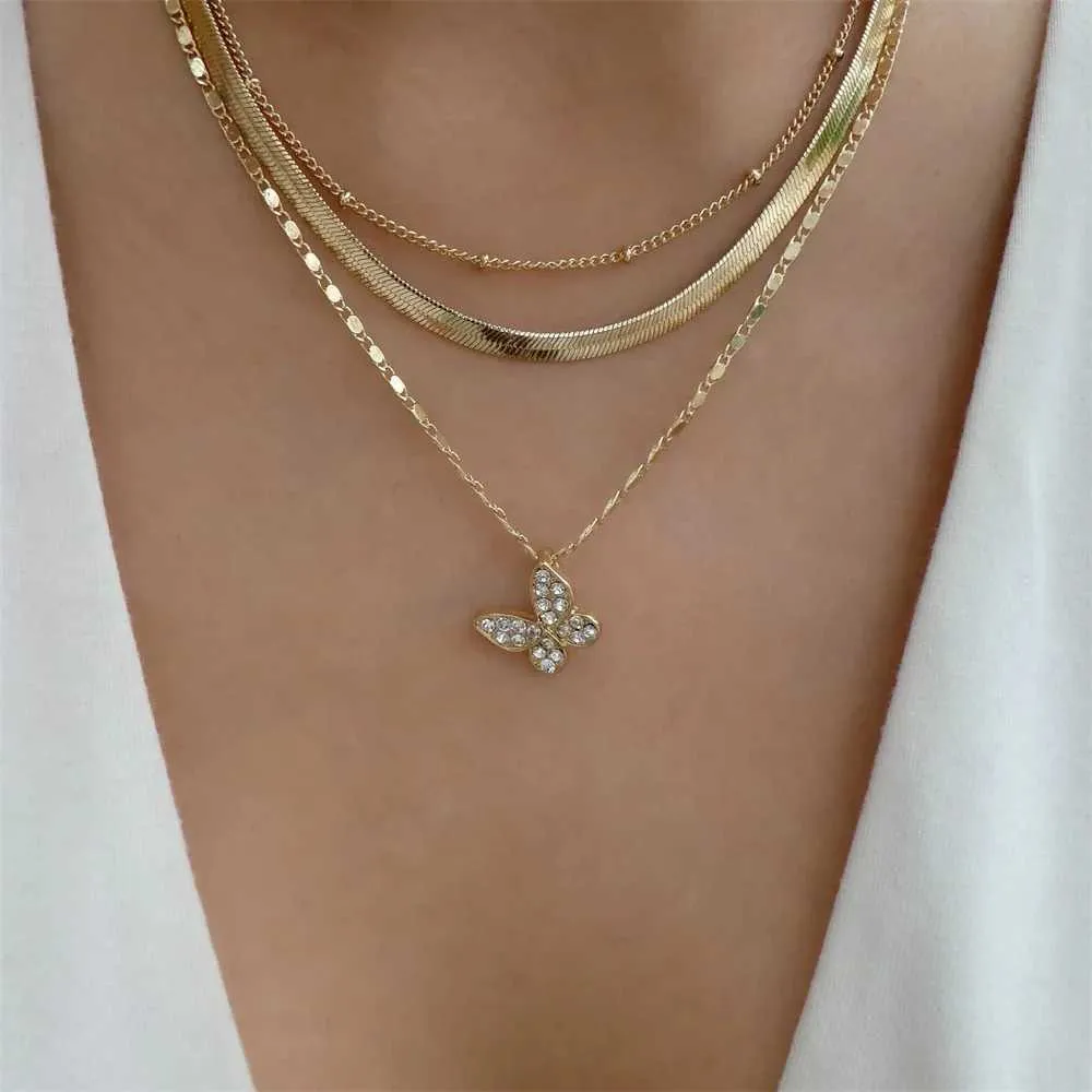 Colliers pendentifs Bls miroir en or en forme de cœur adapté aux femmes à la mode collier pendentif multicouche ensemble de bijoux_voghion.com