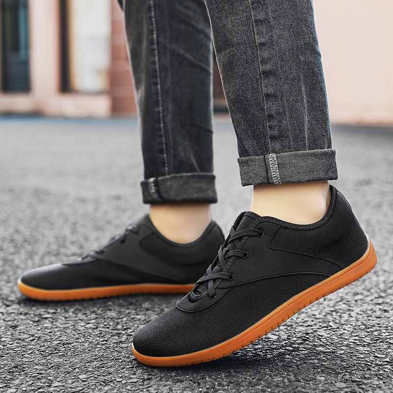 Barfotsneakers for voksne, crosstrainer, tåboks, brede, minimalistiske herresko med null droppsåle, avslappet strikkesko, stor størrelse_voghion.com