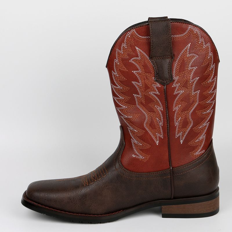Herren Western Cowboystiefel im Retro-Stil mit gebratenem Straßenritter-Stil_voghion.com