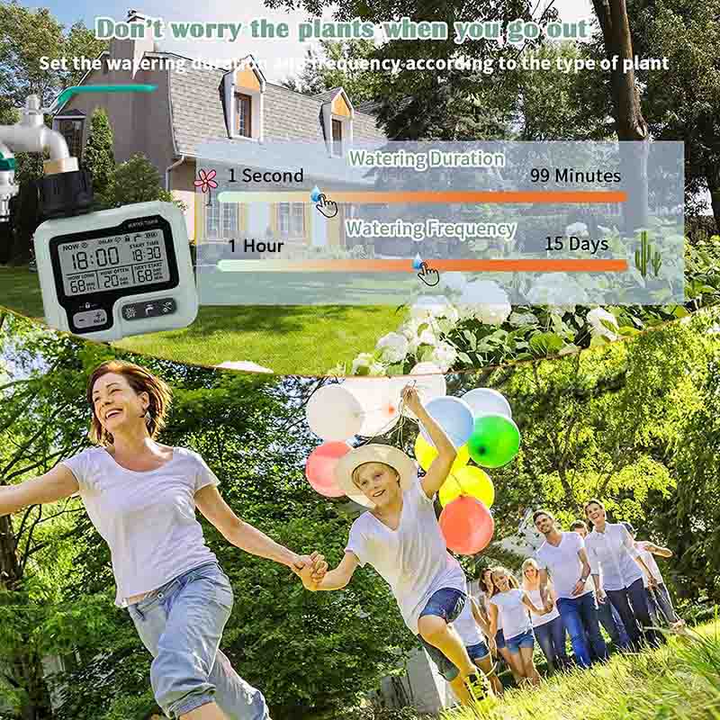 Großbild-Display Gartenbewässerungstimer Bewässerungssteuerung Digital programmierbares Wasserhahnbewässerungssystem_voghion.com