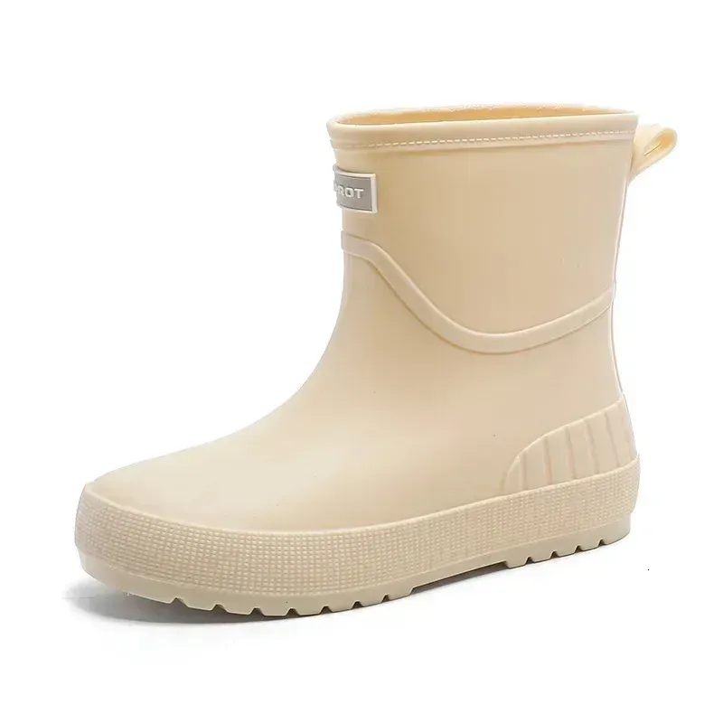 Kvinnor Slip-on vattentäta skor av hög kvalitet dam Gummi plysch regnstövel Trädgårdsgaloscher Halkfria stövlar_voghion.com