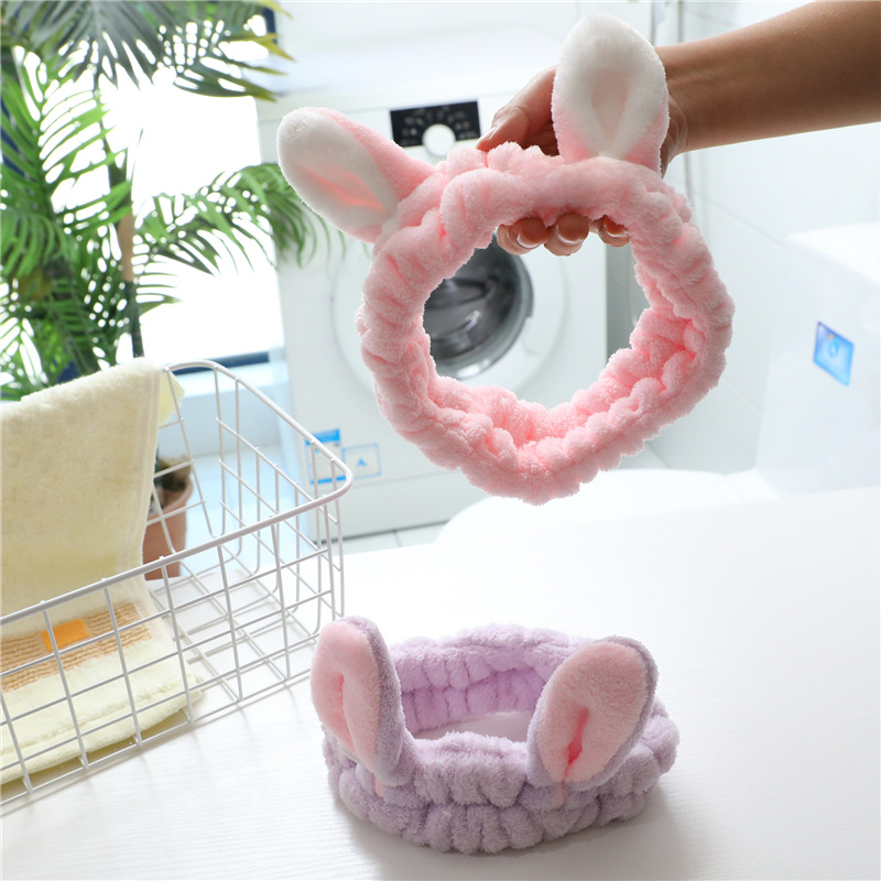 Bandeau pour cheveux avec oreilles de lapin en trois dimensions, mignon, pour le lavage du visage, le maquillage, le masque, les accessoires pour cheveux