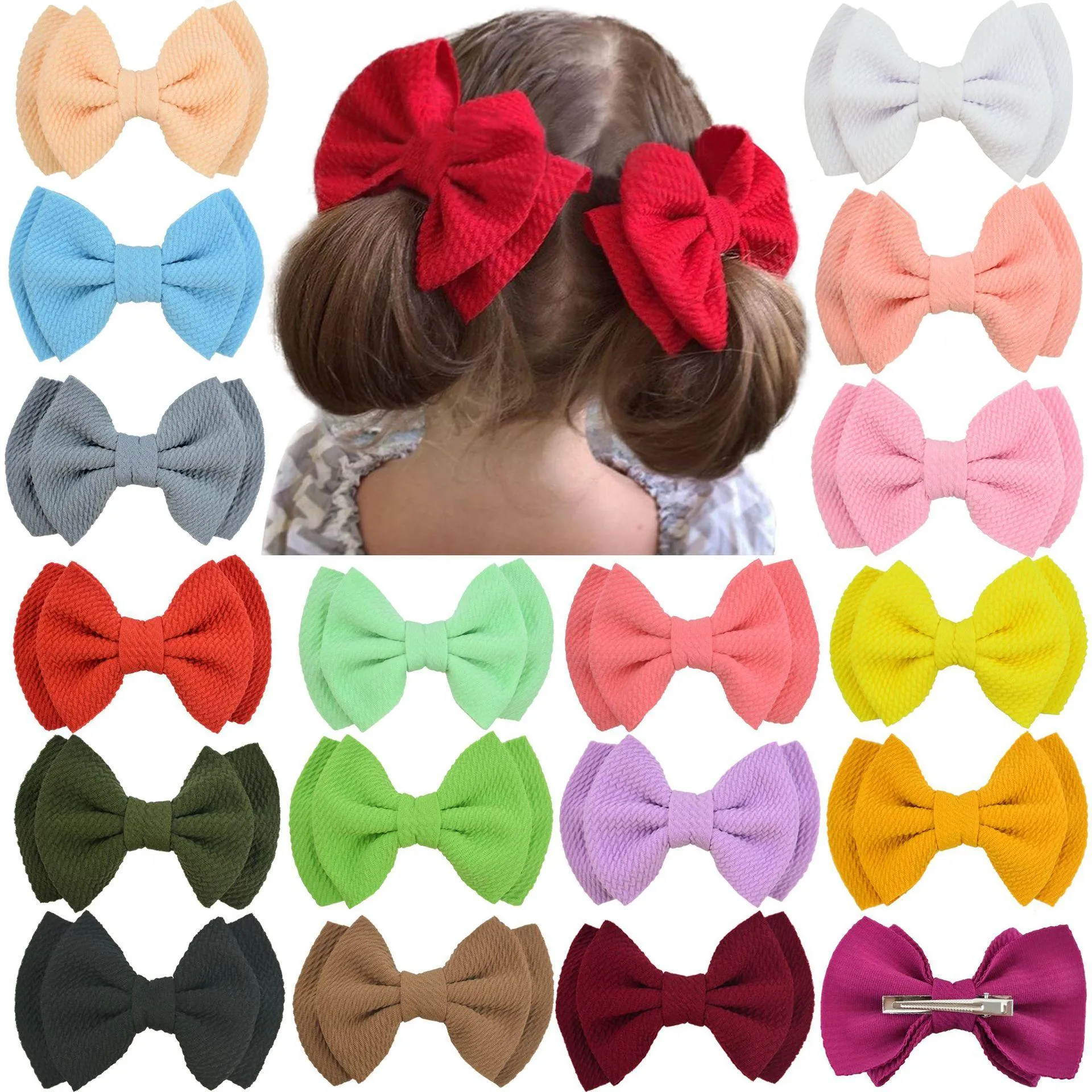20 Teile/los 4,7 Zoll Stoff Zurück Zu Schule Bogen Clips Baby Mädchen Haar Zubehör für Kinder Kinder_voghion.com