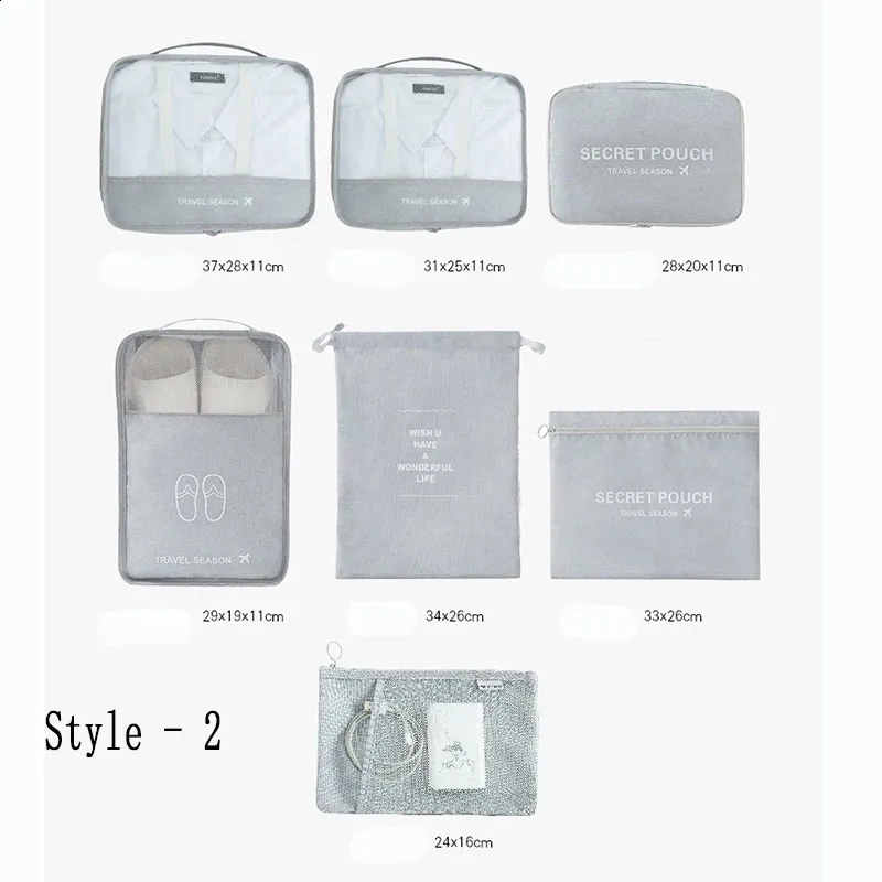 7 Teile/satz Reise Lagerung Taschen Hause Reißverschluss Digitale Daten Kabel Organizer Für Kleidung Schuh Lage Verpackung Cube Koffer Ordentlich_voghion.com