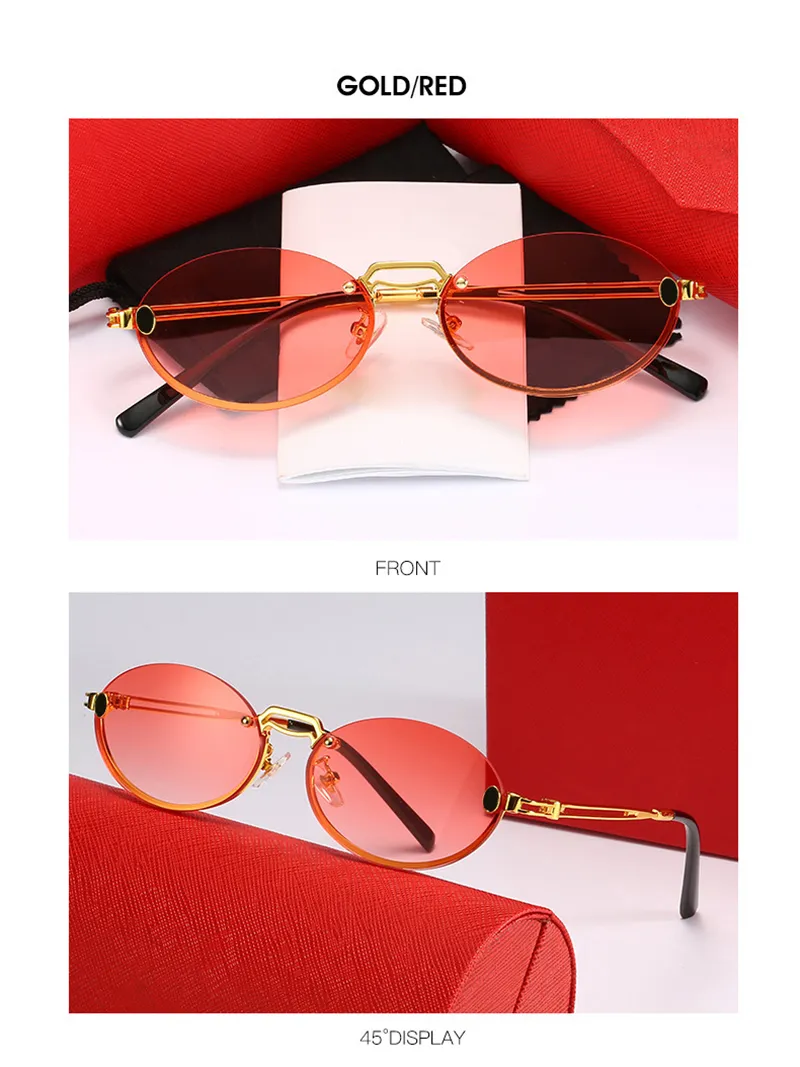 Occhiali da sole ovali alla moda con montatura oro uomo donna_voghion.com