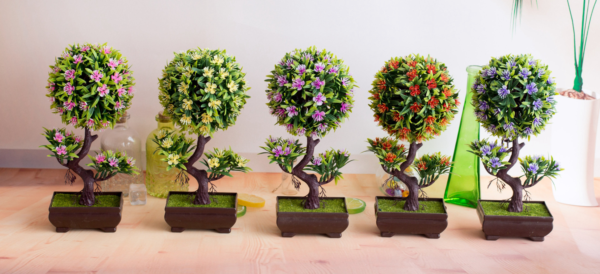 Simulation plant S-shaped plum blossom potted green bonsai small bonsai home decoration desktop ornaments_voghion.com