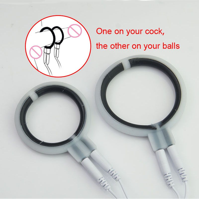 Anneau de choc électrique Bdsm, masseur de thérapie de stimulation électrique, anneaux de pénis, masturbateurs, cage de chasteté Estim_voghion.com