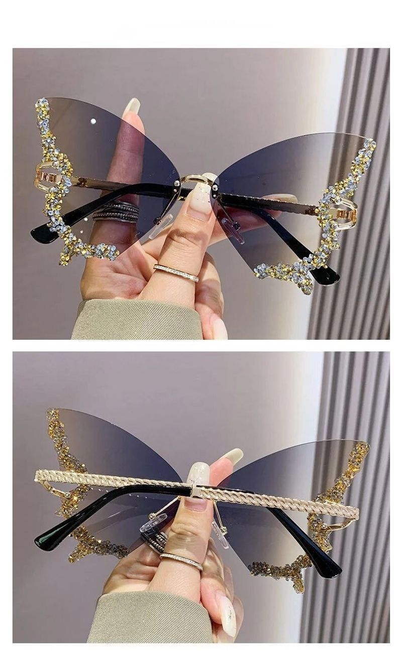 2024 Internet celebrity frame with diamond inlaid butterfly glasses for women's high-end sunglasses, UV resistant_voghion.com