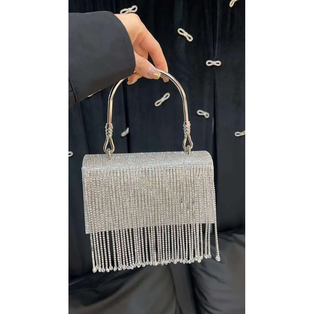 Long Tassel Glitter Shiny Rhie Dias Evening Wedding Party Clutch Purse Women Handbag Messenger Bag_voghion.com