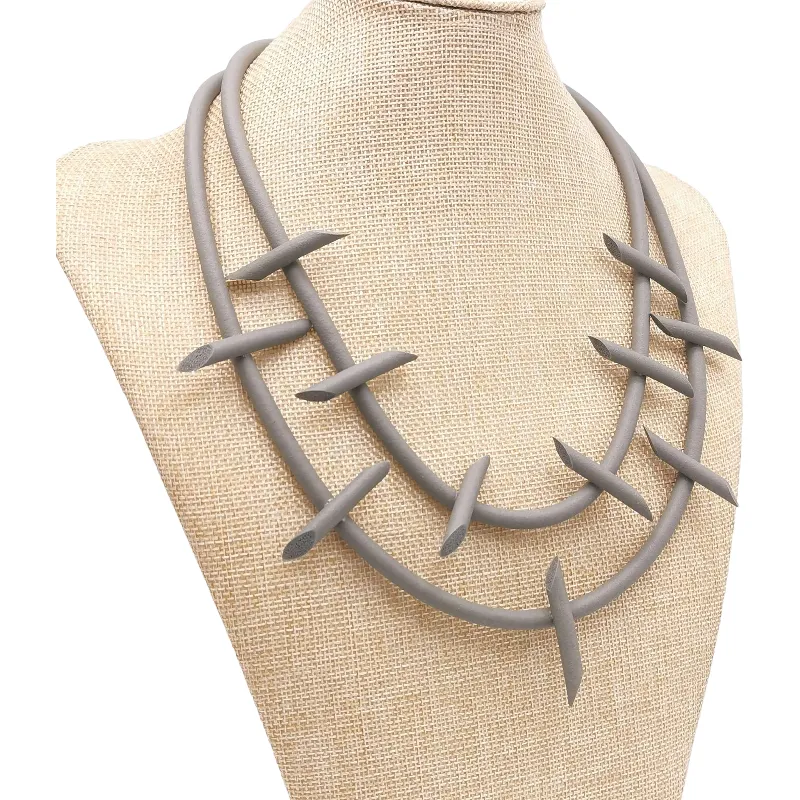 Catene Collana in gomma fatta a mano per le donne Boho Ciondoli Gotico Semplice catena Choker Moda coreana Gioielli fai da te a strati_voghion.com
