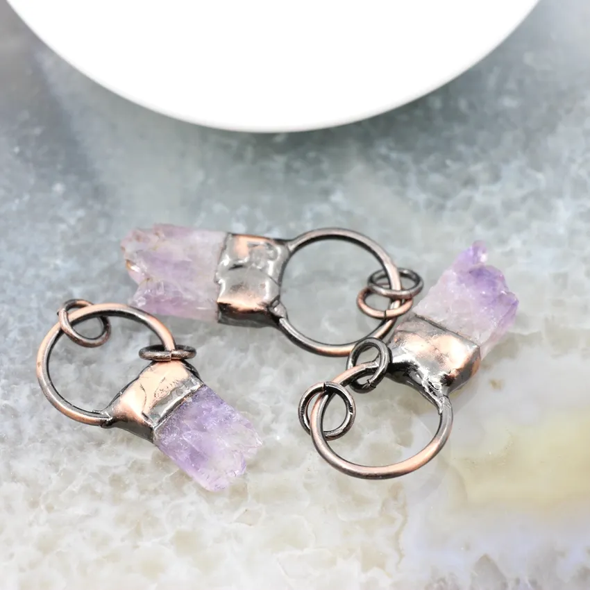 Collane con ciondolo in pietra naturale, ametiste, cristallo, ottone antico, lastra di quarzo, drusa, collana vintage per regalo di gioielli fai da te_voghion.com