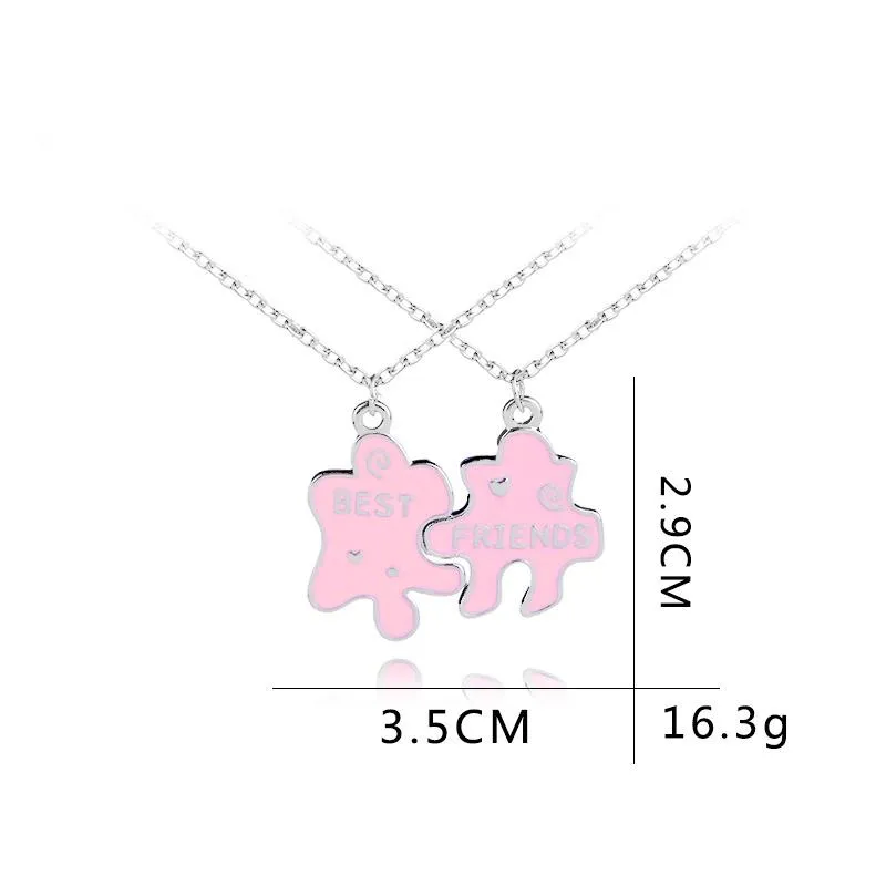 Modny wisiorek dla najlepszych przyjaciółek, geometryczne puzzle dla kobiet, łańcuszek Sier Link, biżuteria przyjaźni Bff, naszyjnik choker, prezenty_voghion.com