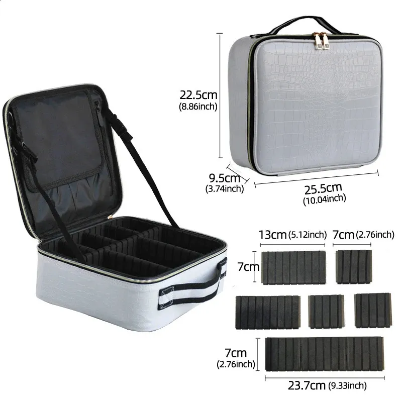 Trousse de maquillage en cuir PU pour femme, trousse de voyage multifonctionnelle et portable pour ranger le maquillage 241220_voghion.com