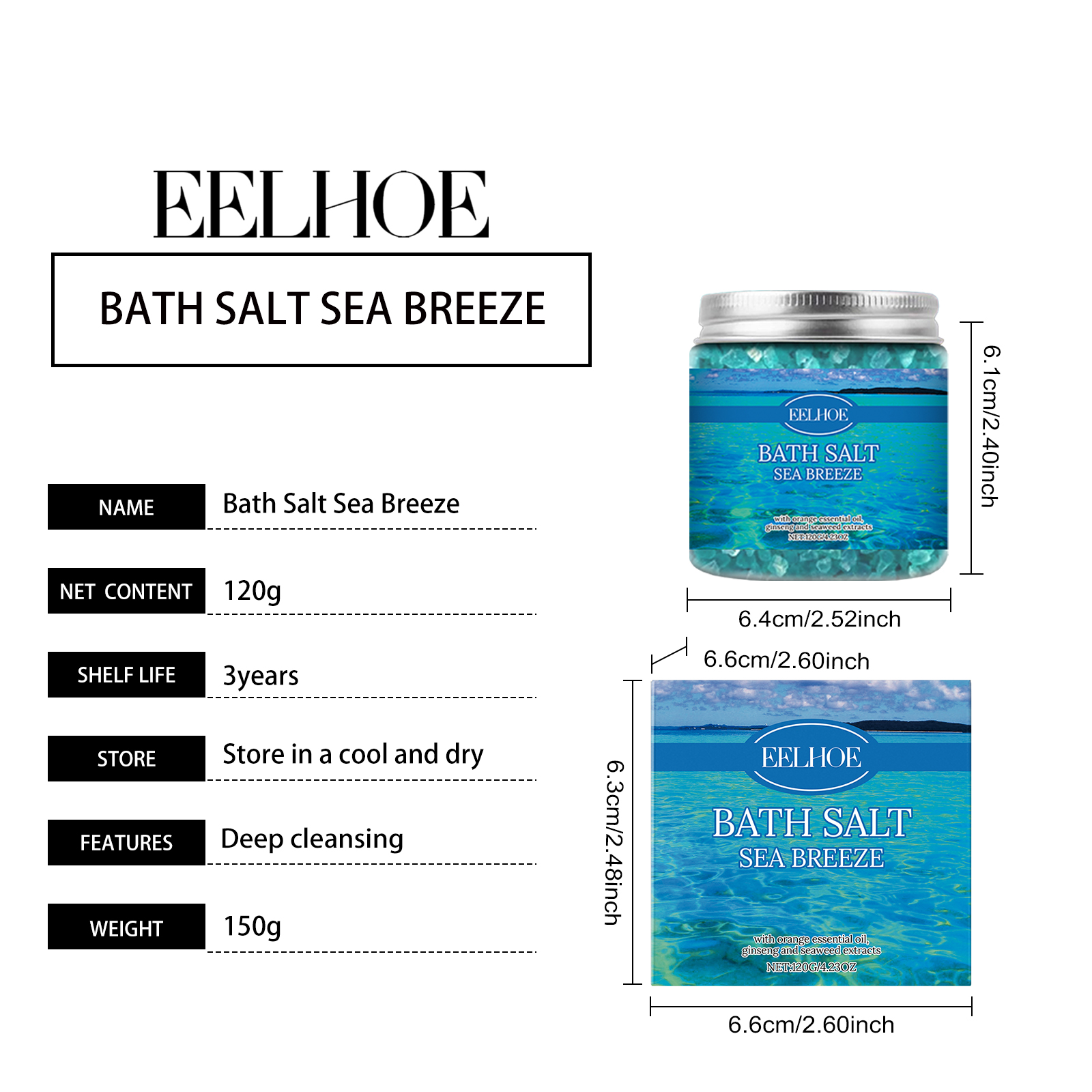 EELHOE Bath Sea Salt Gently Cleans Tender And Smooth Skin, Moisturizes Refreshing And Non-Sticky Skin Care Bath Sea Salt_voghion.com