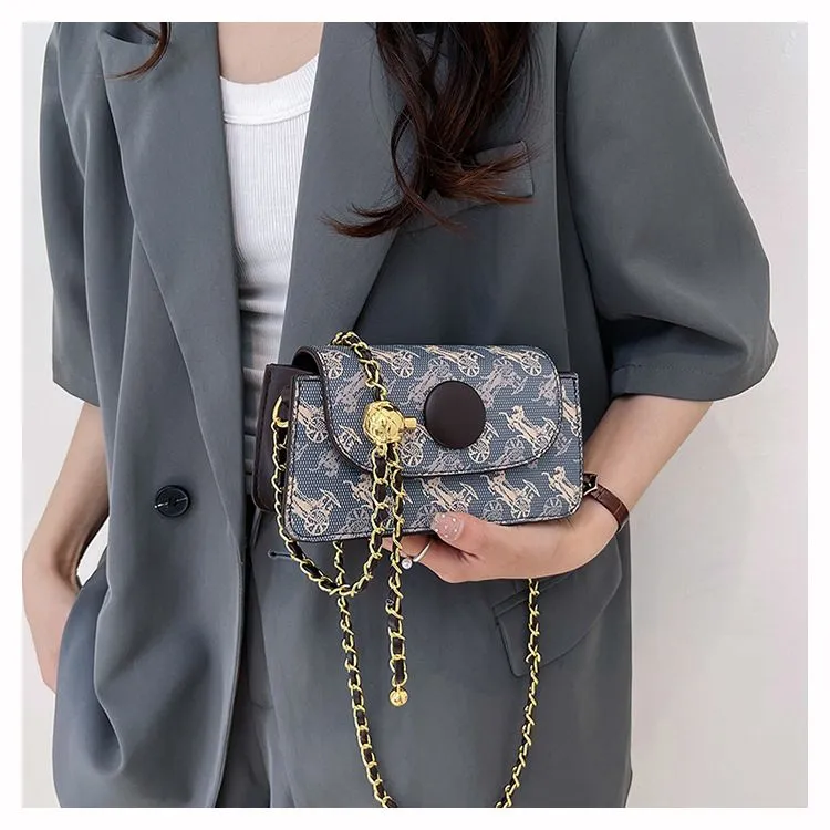 Free Shipping Single Shoulder Bag For Women Handheld Fashion Printed Wide Shoulder Chain Casual Diagonal Cross Bag_voghion.com