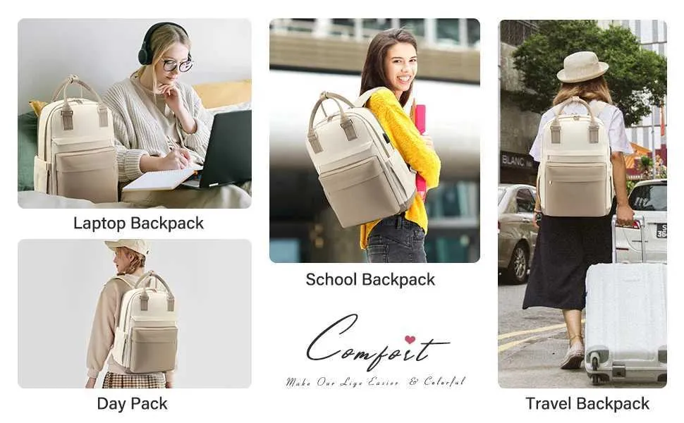 Backpack for Women 17 Inch Laptop Bag with USB Port Fashion Waterproof Backpacks Stylish Travel Ba241031_voghion.com