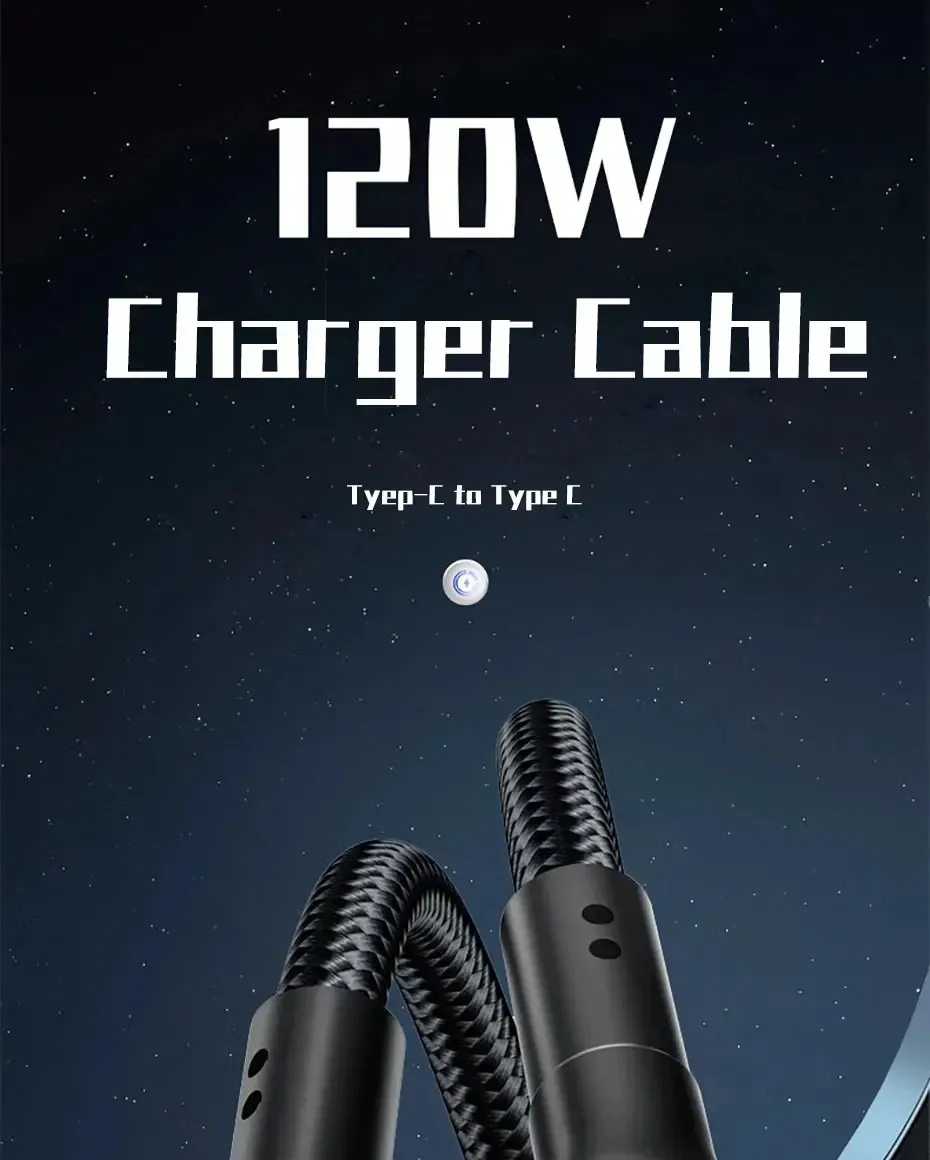 120W USB naar snelladen gevlochten type C-oplader datakabel voor iPhone 15 Pro Max Samsung Galaxy S24 S23 Ultra 22_voghion.com