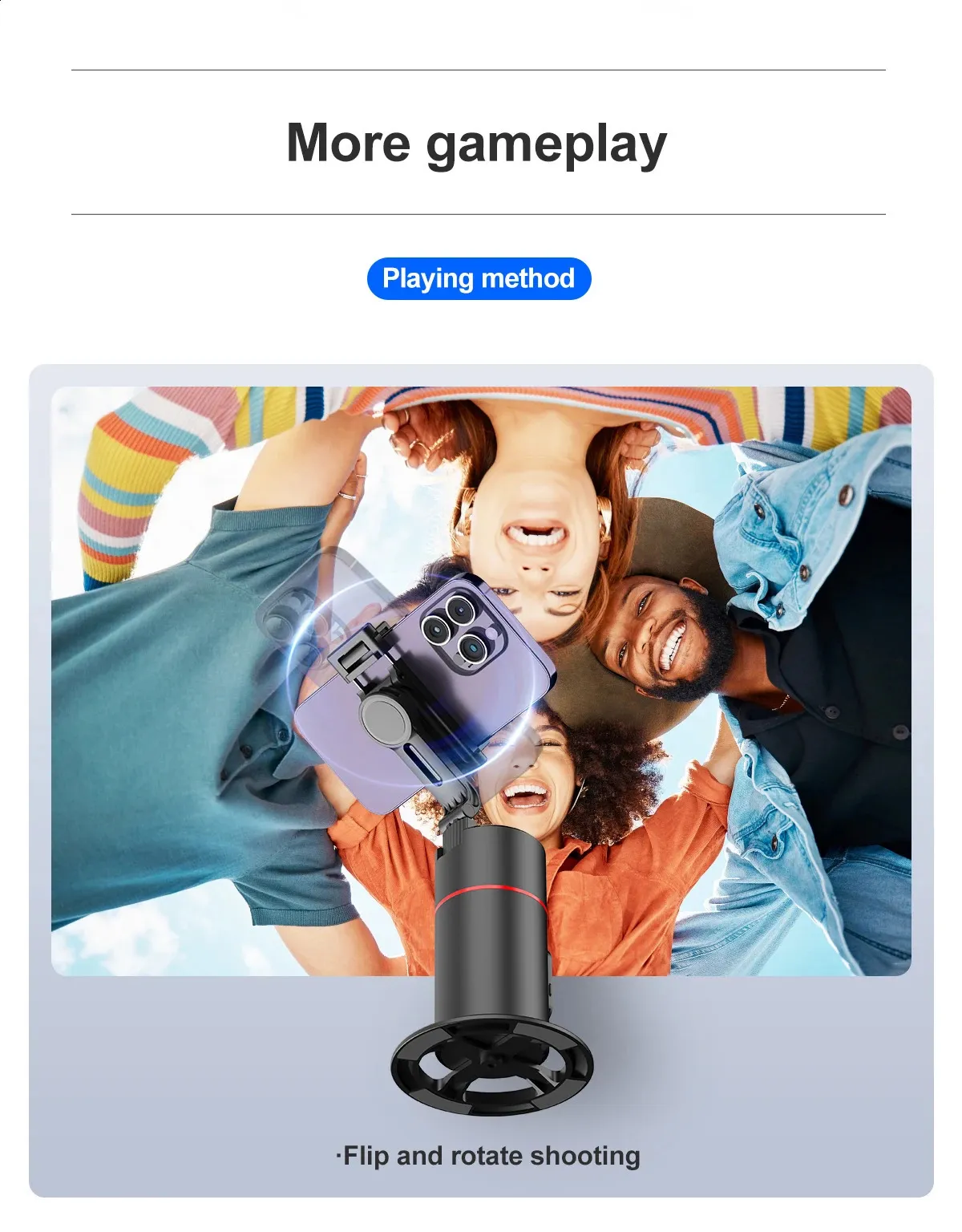 Selfieshow P02 Gimbal 360 Rotation AI Automatic Tracking Shooting Stabilizer Detachable Phone Clip Mini Selfie Stick_voghion.com