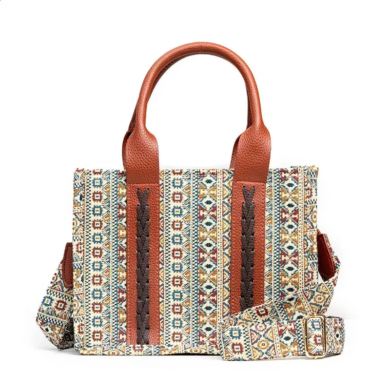 Damen Spot Cross-Border Tote Canvas Umhängetasche Bohemian Aztec Geldbörsen und Handtaschen Damen Geldbörse 240824_voghion.com