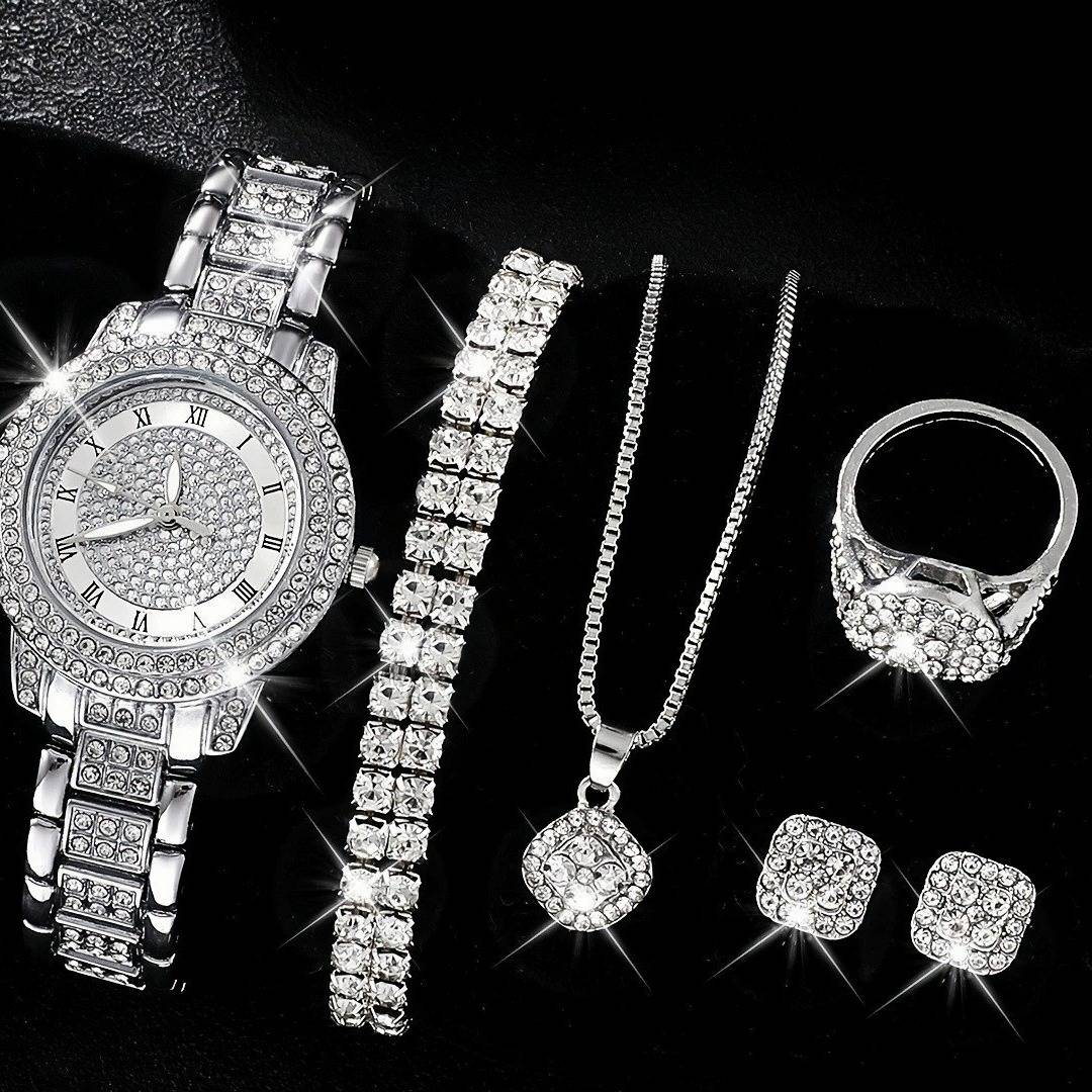 Elegant Diamond-Studded Treasure Pot Women's Watch Set - Fashionable Quartz Timepiece With Jewelry Clasp - Stylish Accessory For Everyday Wear​_voghion.com