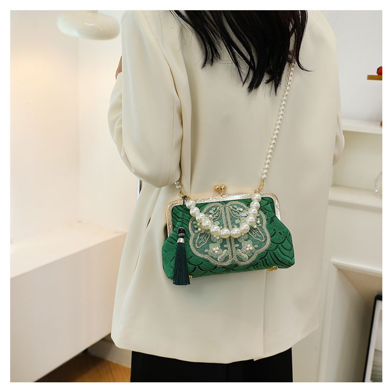 Piccola borsa a tracolla fresca da donna cheongsam con perle ricamate_voghion.com