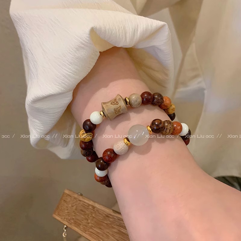 Sandalwood multi-bead bracelet for women 2023 new ethnic style beaded hand jewelry new Chinese style ancient style Zen bracelet for men