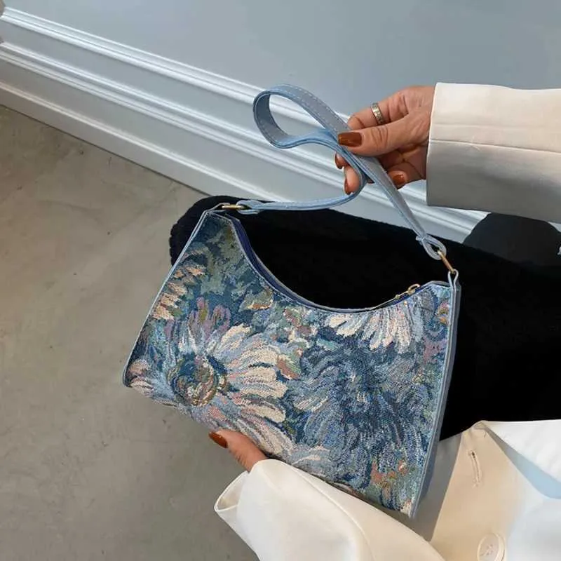 Moda Vintage Donna Olio Dipinto Design Spalla Signore Semplice wer Femminile Ascella Hobos Borse Piccola Frizione Borsa a Mano_voghion.com