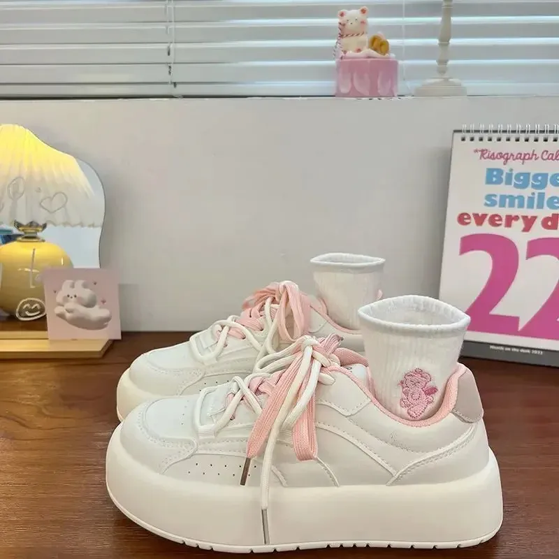 Zapatos de tacón alto con punta redonda para mujer, color blanco, pequeños, bonitos, con suela gruesa, versátiles, modernos e informales, transpirables_voghion.com