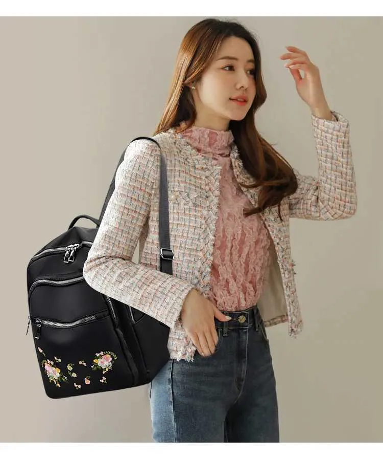 Sac à dos d'école pour adolescentes, sacs à bandoulière, Mochila Feminina, sacs à dos pour femmes, en nylon, imperméable, décontracté, pour femmes_voghion.com