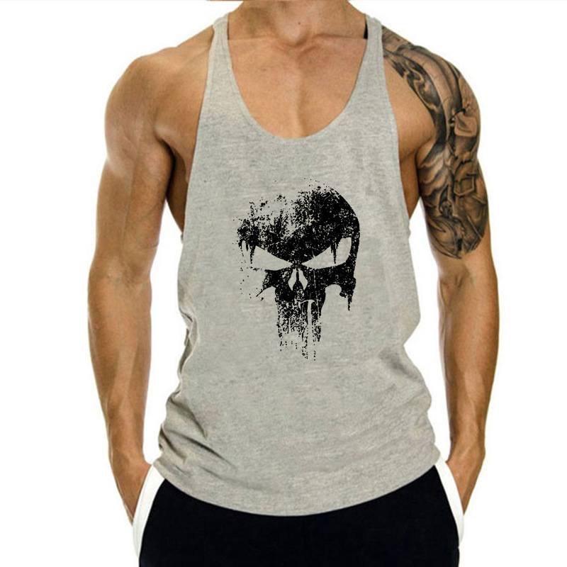 Training, Fitness, Freizeit, großes Racerback-Sport-Tanktop aus Baumwolle, ärmelloses T-Shirt für Herren_voghion.com