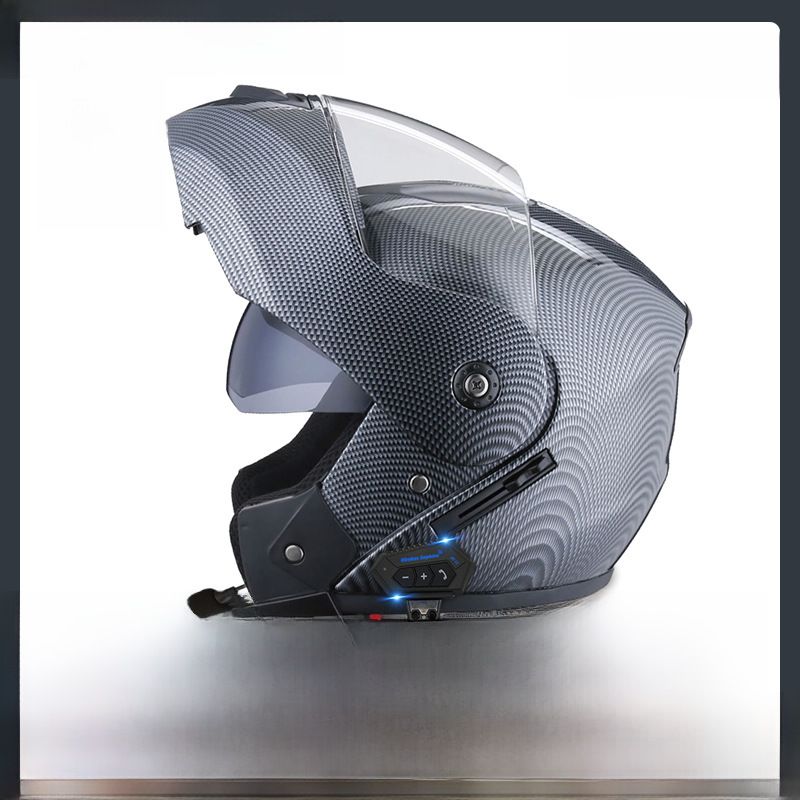 Casque de moto électrique à double lentille pour hommes et femmes, quatre saisons, Bluetooth, tendance et cool_voghion.com