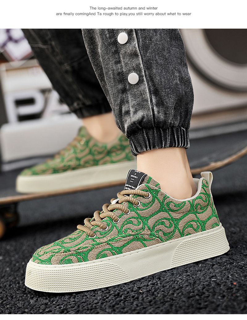 Canvas Zomer 2024 Nieuwe Niche Lage Top Bedrukte Board Heren Dikke Zool Sport Casual Mode Schoenen_voghion.com
