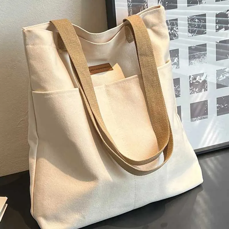 Canvas Tote Bag Women's Shoulder Bag Premium Sensory Handbag_voghion.com