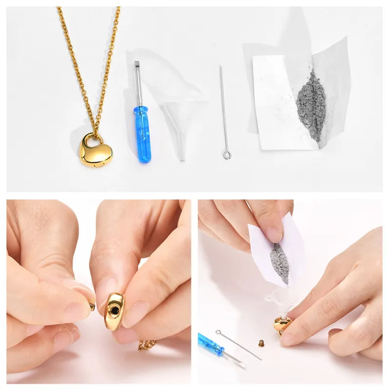 Collier avec pendentif en forme de cœur en forme d'urne en acier inoxydable 316L pour femme, chaîne KOTiK Fashion, couleur noir, or et argent_voghion.com