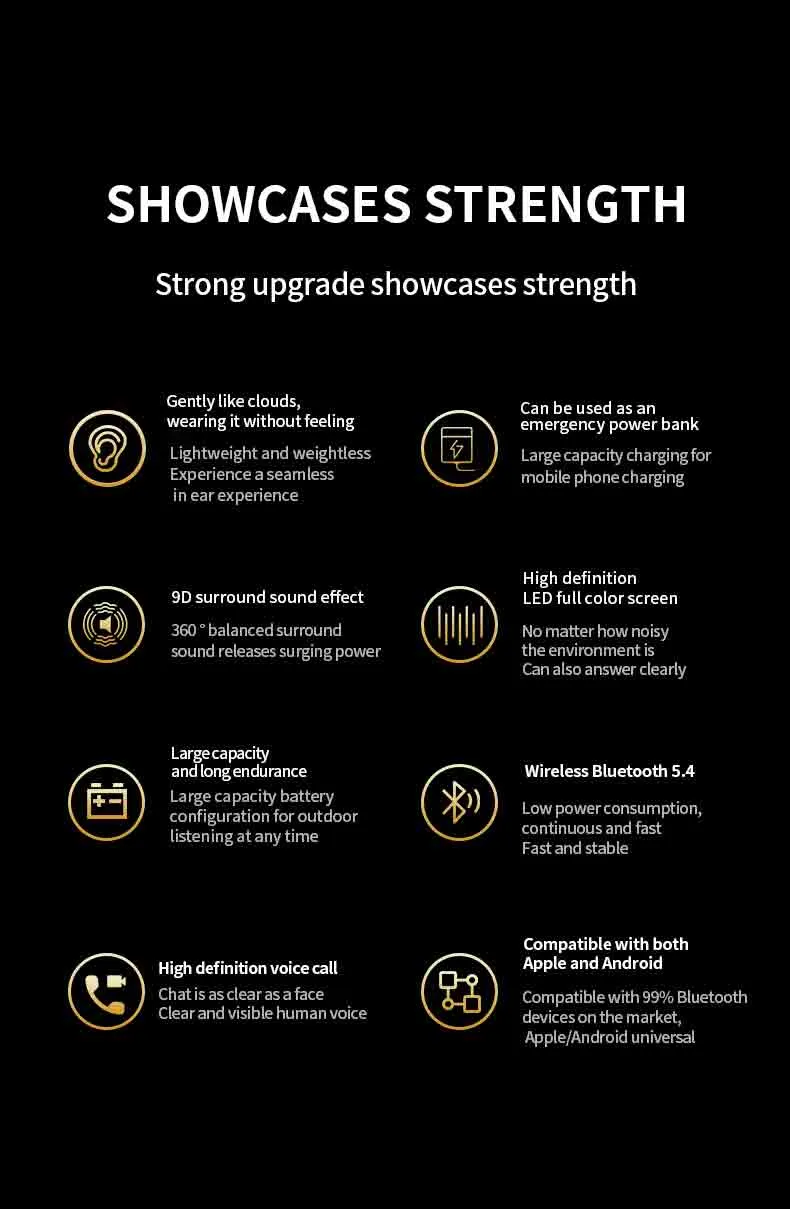 Nuove cuffie YW08 TWS auricolari wireless touch screen in-ear con display LED, riduzione del rumore ANC, auricolari da gioco_voghion.com