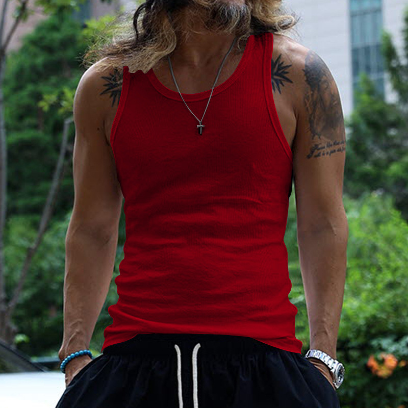 24 New American Herren Tank Top Slim Fit Freizeit Sport Herren Frühjahr/Sommer Unterteil Thread Tank Top_voghion.com