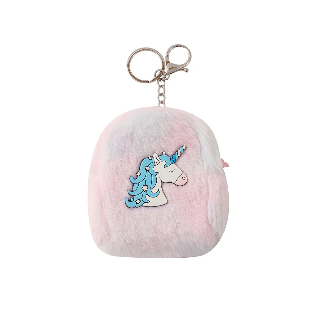 Cartoon Eenhoorn Portemonnee Headset Sleutels Opbergruimte Pluche Sleutelhanger Hanger Muntenbeurs Cadeau Voor Meisjes Tas Hangend Geldbuidel_voghion.com