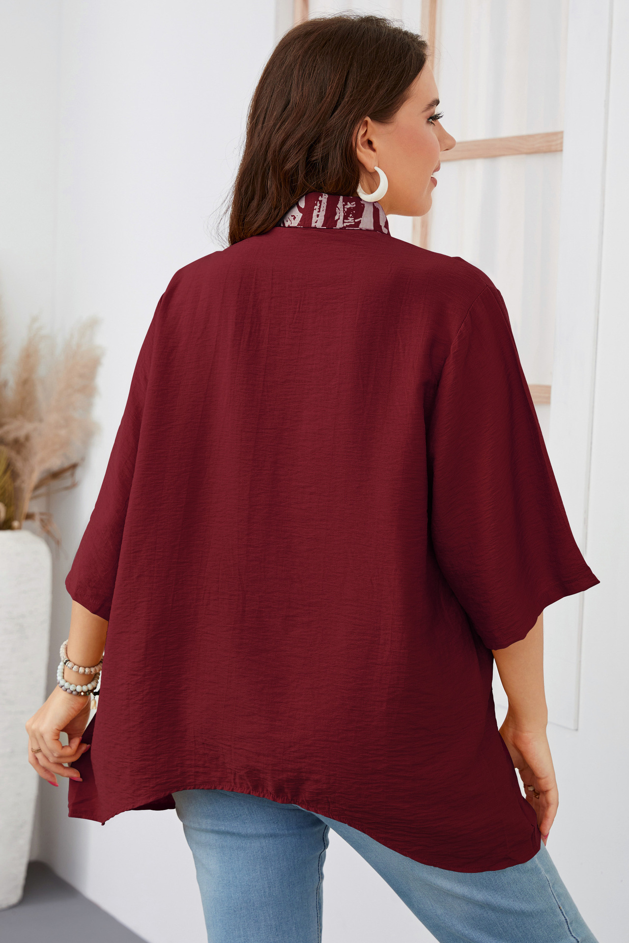 Women's loose irregular large size shirt fat girl fashion tops_voghion.com