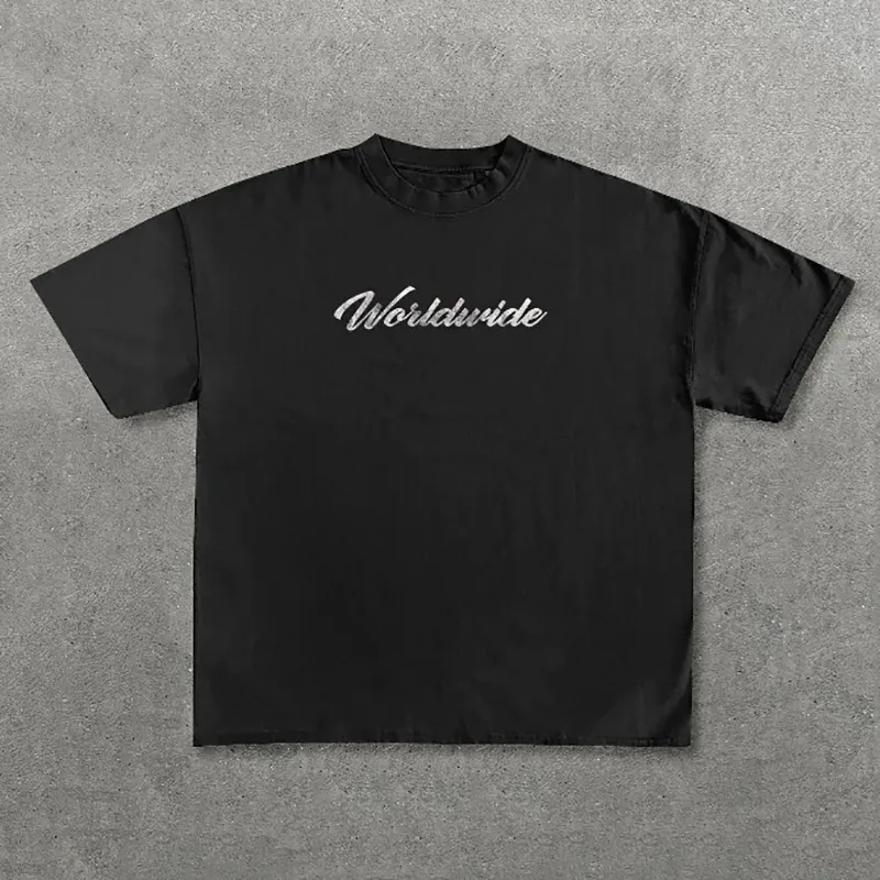 Mænds T-shirt med bogstaver grafisk tryk Sommerkvalitet Bomuld T-shirt Mænd og kvinder High Street Vintage kortærmede Y2k skjorter_voghion.com