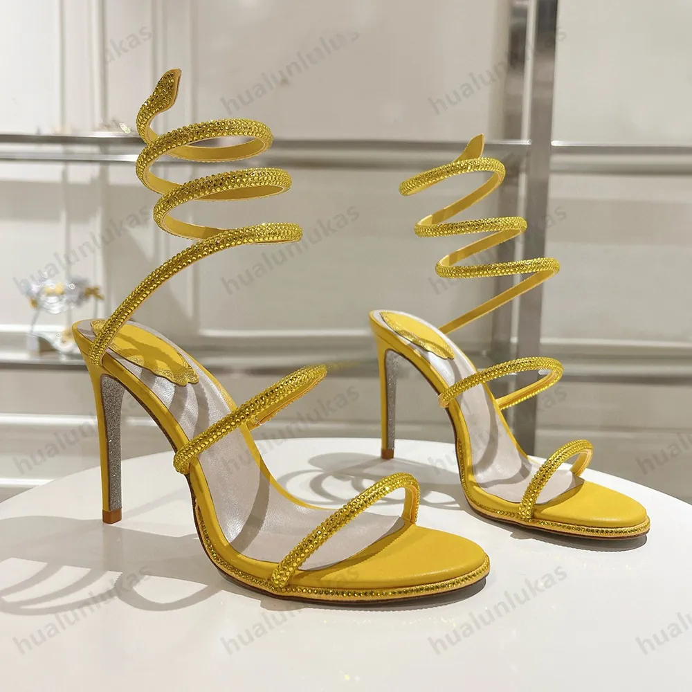 Rhie stiletto sandalen 95mm Avond dames hoge hakken Enkel Wraparound designer fabrieksschoen Met doos Grote maten schoenen_voghion.com
