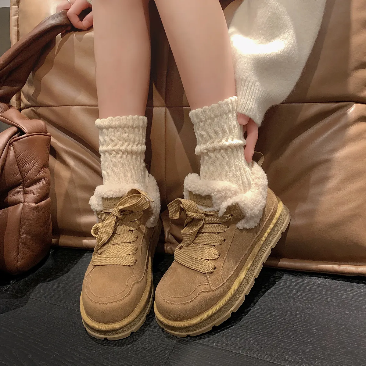 Women's winter new thick soled anti slip and plush warm snow boots_voghion.com