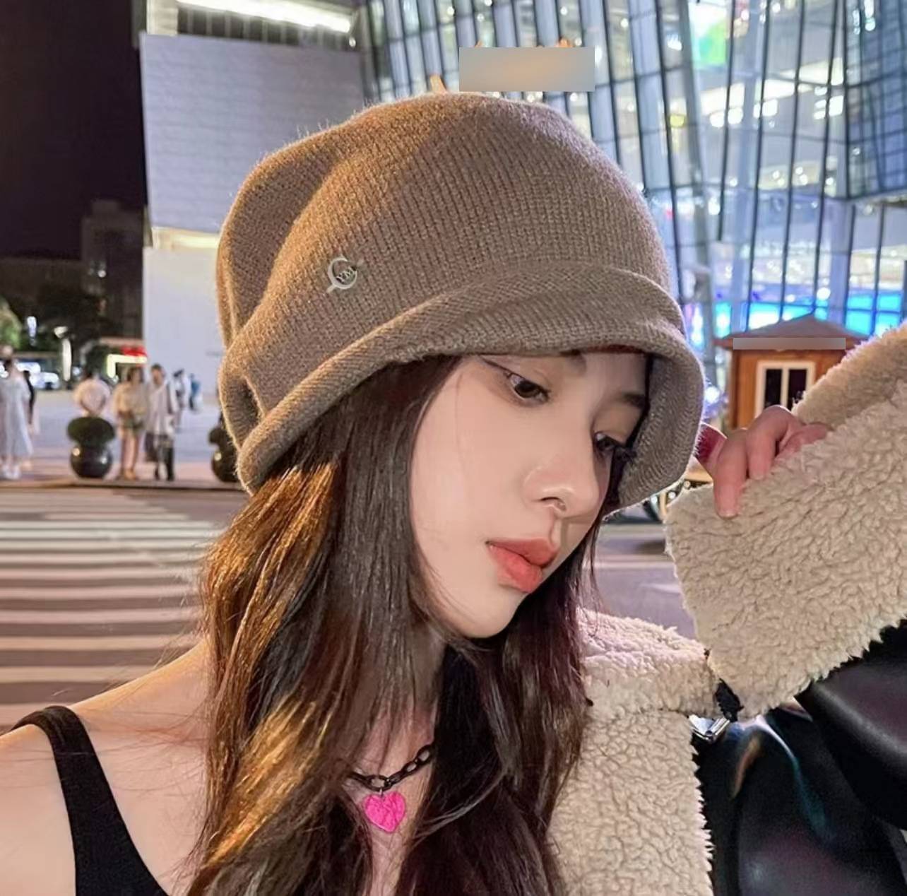 Damenmützen für Herbst und Winter, dünn gefüttert, koreanischer Stil, modisch, für kleine Gesichter, Strickmütze, großer Kopfumfang, Retro-Kältemütze für Damen_voghion.com