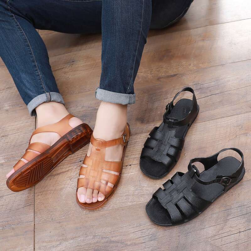Yaz Erkek Sandaletleri, Moda Düz Topuk Yumuşak Taban, Retro 80'ler Nostalji Stili, Güney Plaj Sandaletleri,_voghion.com