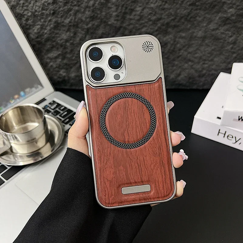 Magnetic Phone Case Wood Grain Leather For Iphone Pro Max Plus_voghion.com