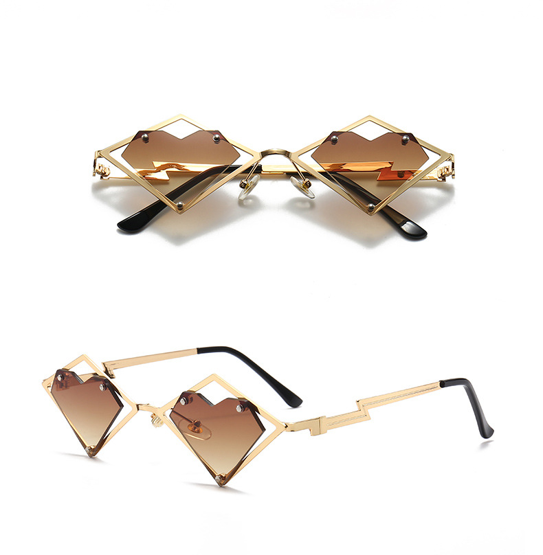 Óculos de sol sem aro de coração, armações de metal da moda, mulheres, homens, steampunk, óculos de sol de marca, feminino, gradiente, hip hop, óculos de sol, óculos UV400_voghion.com