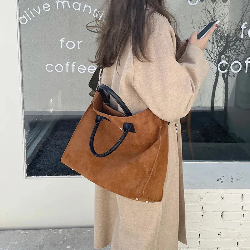 Borsa da donna in pelle opaca vintage, grande capacità, borse a tracolla, borse a tracolla da donna, borsa da viaggio casual grande marrone_voghion.com