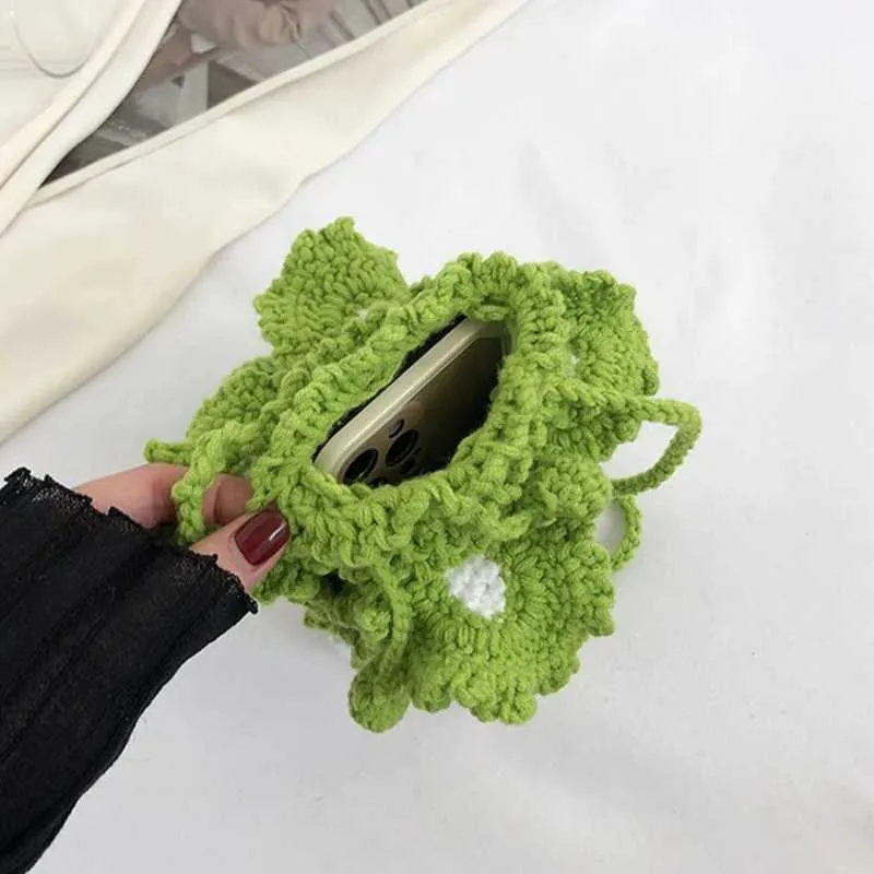 Grappige gebreide kool emmer handtas vrouwen lente zomer crossbody telefoon tas vrouwelijke meisjes casual kleine tas winkelen_voghion.com