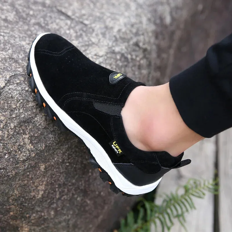 Baskets décontractées pour hommes, chaussures de marche en plein air, mocassins d'automne à enfiler en cuir suédé, grande taille 48 49 50_voghion.com