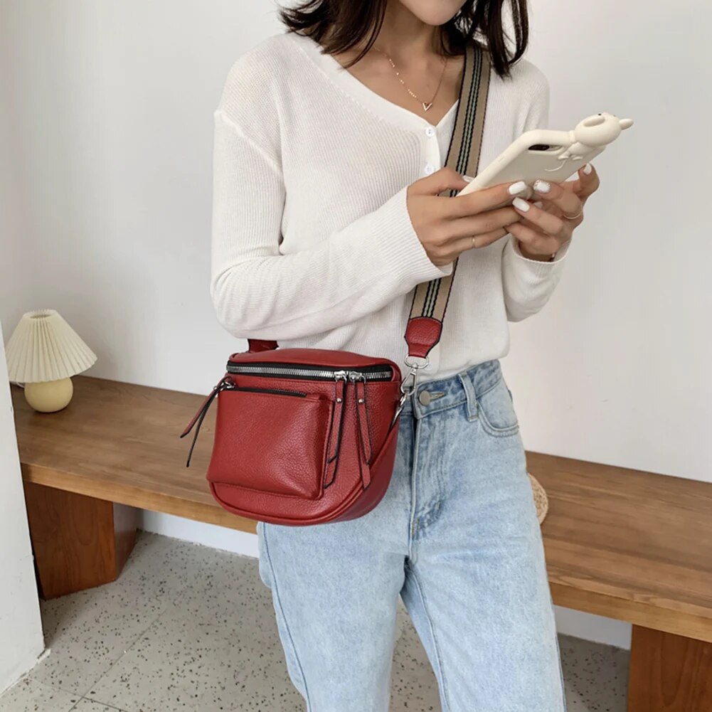 С доставкой Damen Vintage Leder Crossbody Schulter Taschen für Frauen Brust Tasche 2023 Marke Dame Trend Handtaschen Fanny Pack_voghion.com