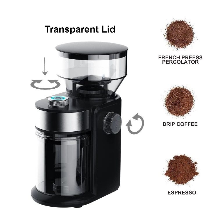 Bean grinder flat burr coffee grinder adjustable thickness cup size grinder_voghion.com